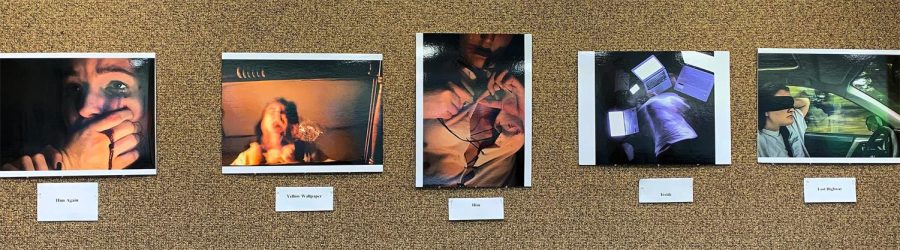 A collection of photos on display showcasing the work of Julia Slezak