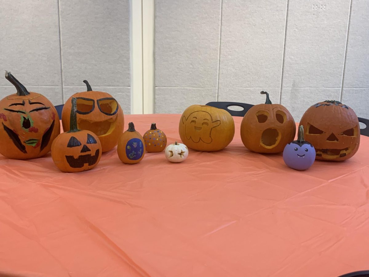 Pumpkins carved and painted 