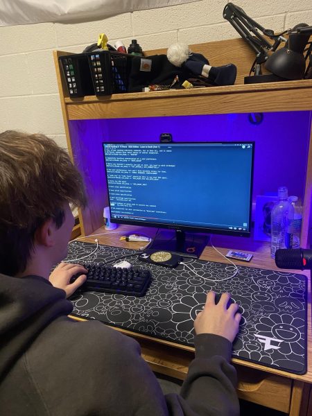 Student working on programming 